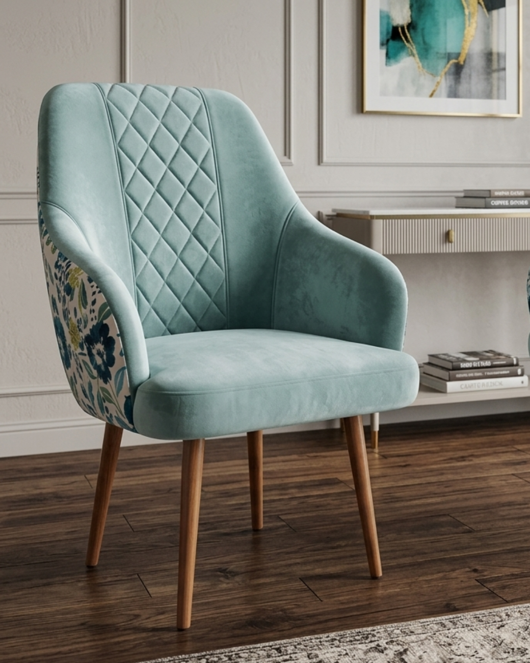 Aqua Velvet Accent Dining Chair
