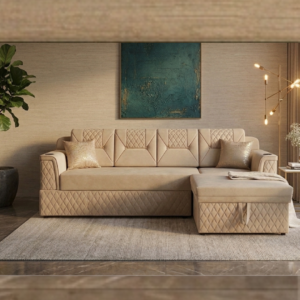 Premium Metal Sofa Cum Bed Set by Siddhivinayak Furnitures featuring a modern foldable design and high-quality velvet upholstery for space-saving luxury.