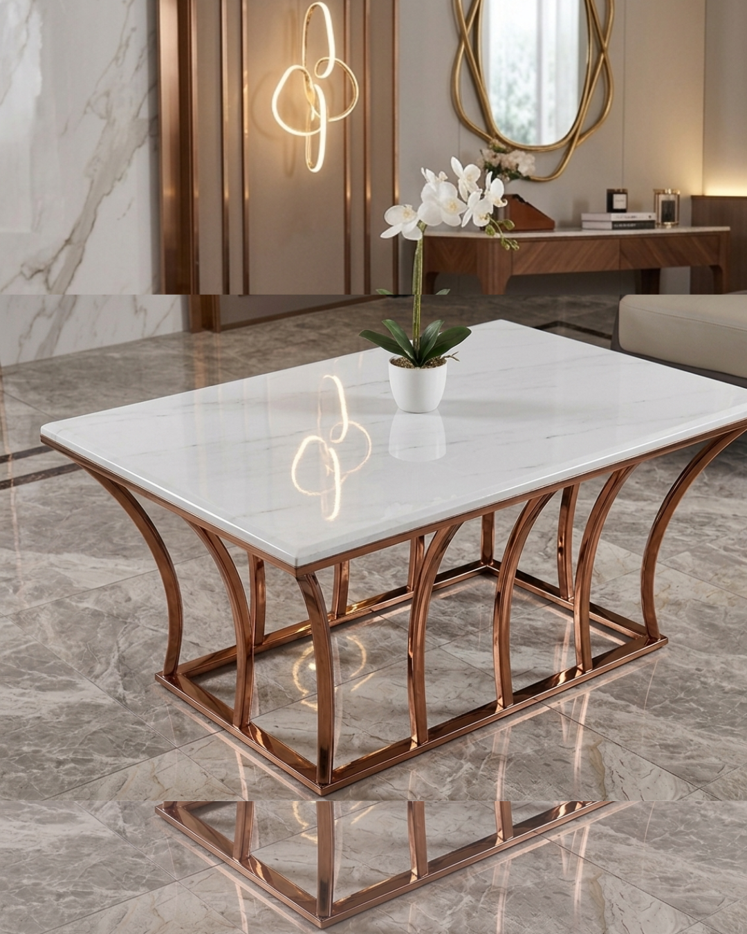 Premium-Luxe-Marble-Coffee-Table-White-Top-Rose-Gold-Base