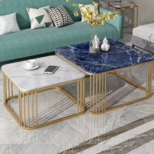 Modern-Luxury-Nesting-Coffee-Table-Set-with-Blue-and-White-Marble-Finish-Tops-and-Gold-Metal-Frame-Siddhivinayak-Furnitures