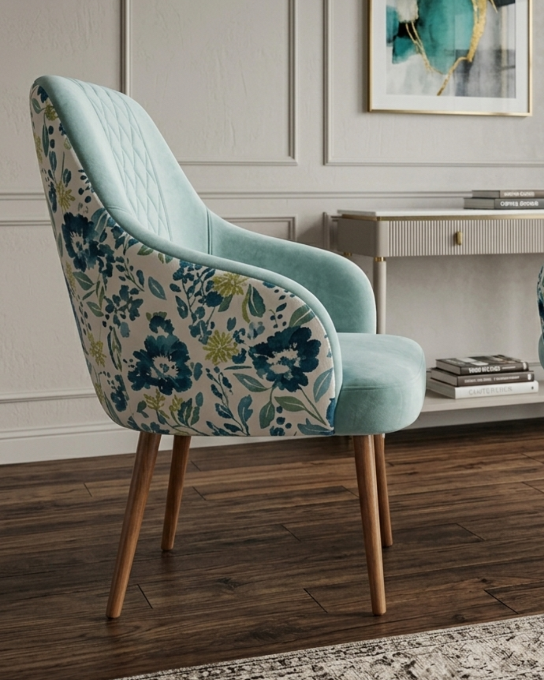 Aqua Velvet Accent Dining Chair