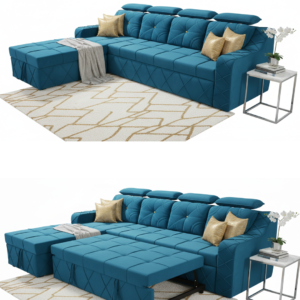 Modern-Luxury-L-Shape-Teal-Velvet-Metal-Sofa-Cum-Bed-with-Storage-and-Pull-out-Mechanism