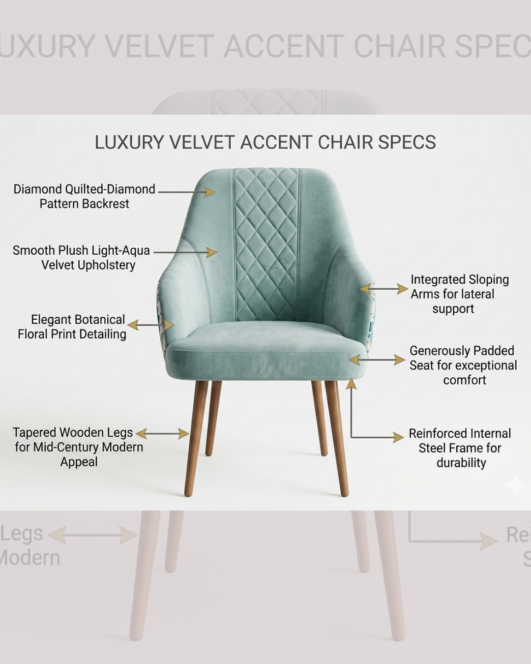 Aqua Velvet Accent Dining Chair