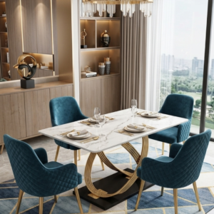 Premium-Infinity-Loop-4-Seater-Marble-Dining-Table-Set-With-Gold-Metal-Base-And-Quilted-Velvet-Chairs-Siddhivinayak-Furnitures