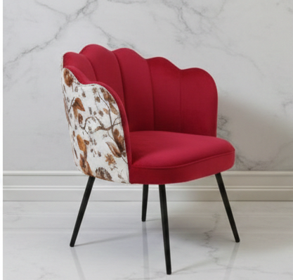 Luxury-Scalloped-Red-Velvet-Accent-Chair-with-Floral-Back-and-Black-Metal-Legs