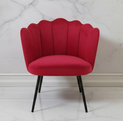 Luxury-Scalloped-Red-Velvet-Accent-Chair-with-Floral-Back-and-Black-Metal-Legs