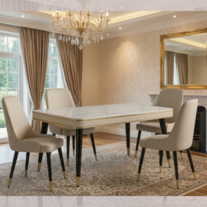 Modern Metal Dining Set 4 Chairs marble top furniture