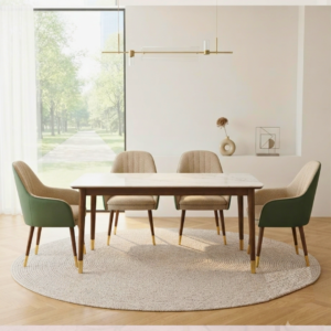 Luxury Marble-Finish Metal Dining Set for home dining area