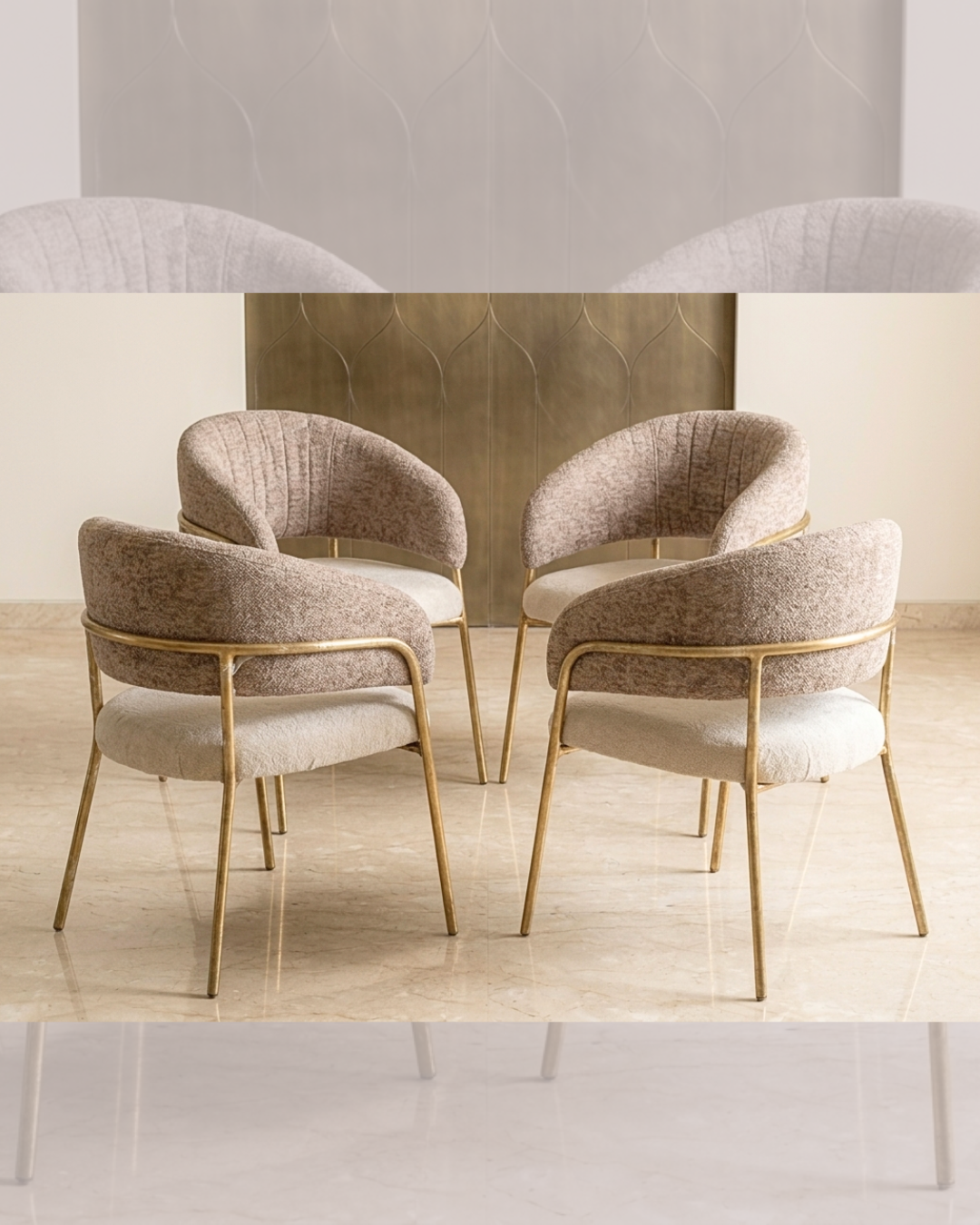 Modern Round Dining Table with Brass Base | Premium Metal Furniture