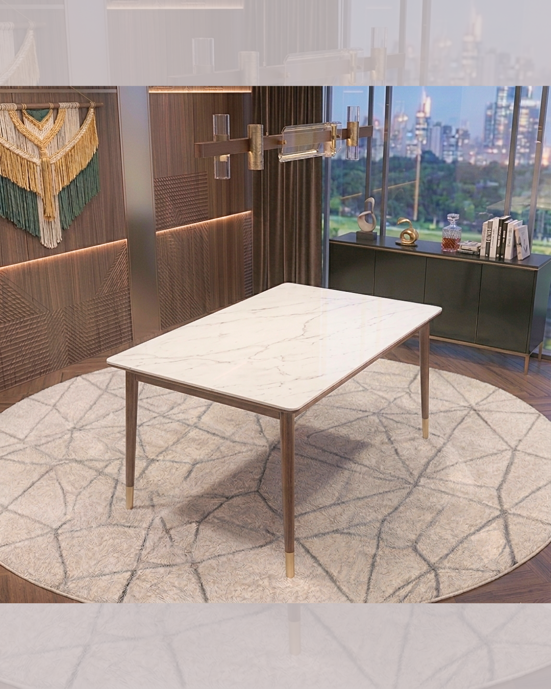 Luxury Marble-Finish Metal Dining Set for home dining area