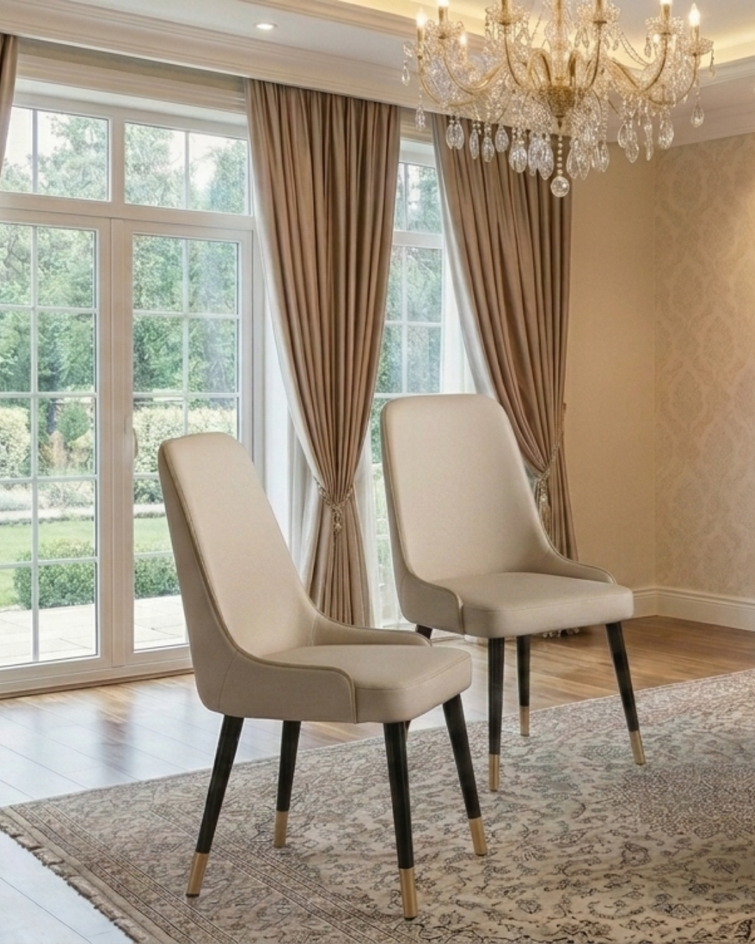 Velvet upholstered chairs for Modern Metal Dining Set 4 Chairs