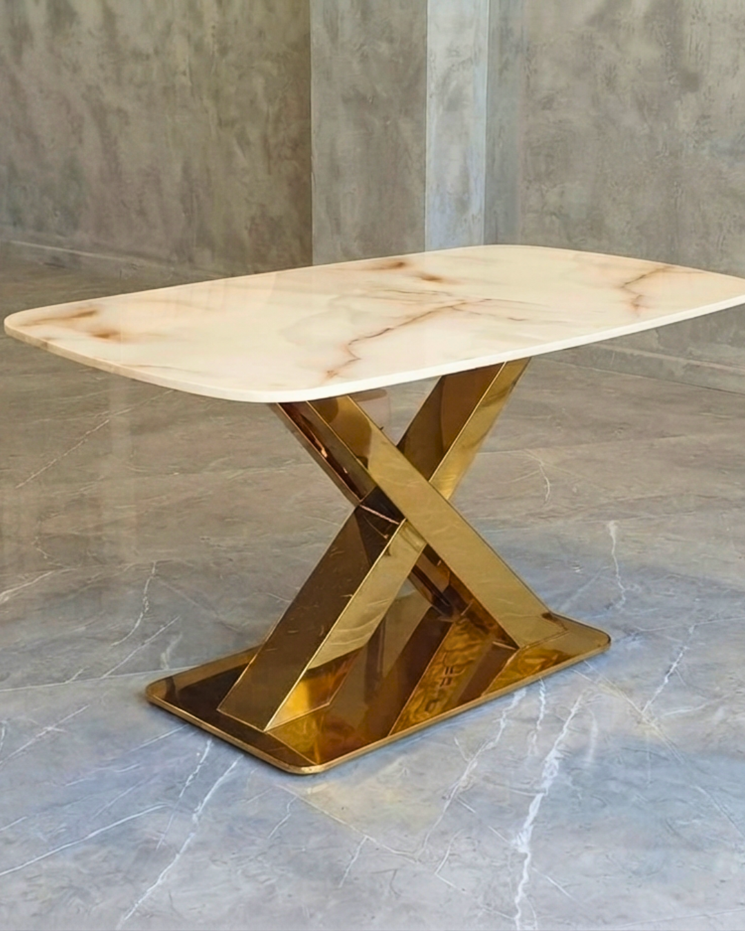 Gold Base Marble Dining Set