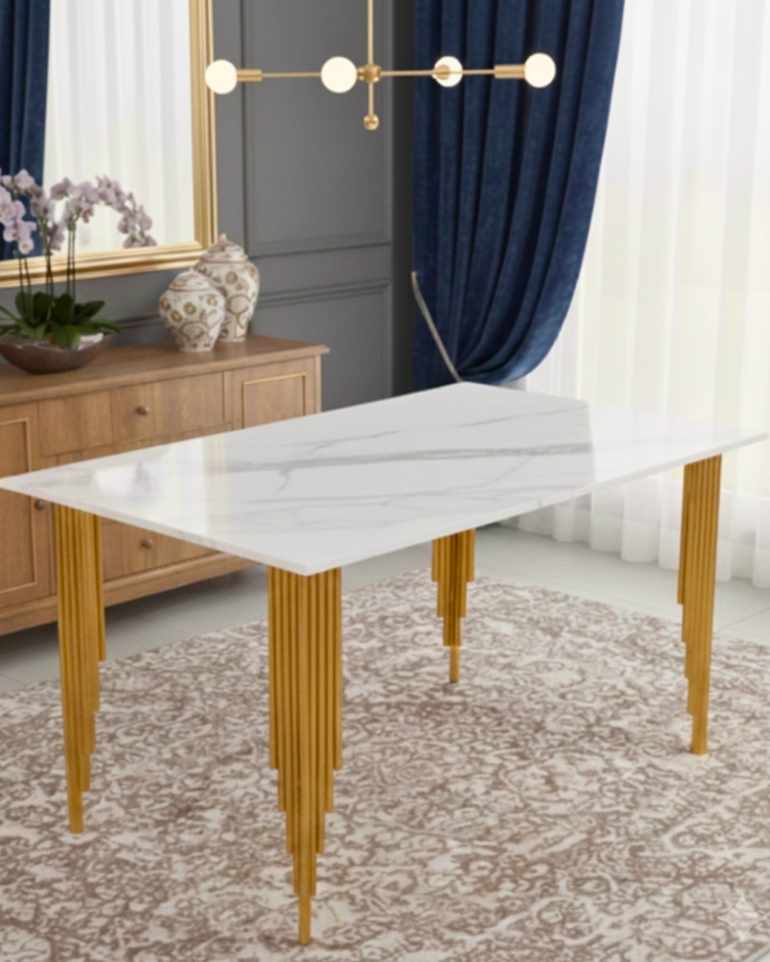 Shop for a stunning Modern Metal Dining Set with Marble Top. Durable, stylish, and perfect for your home. Visit Siddhivinayak Furnitures in Ulhasnagar today!