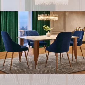 Luxury Velvet Dining Set in a modern home setup.