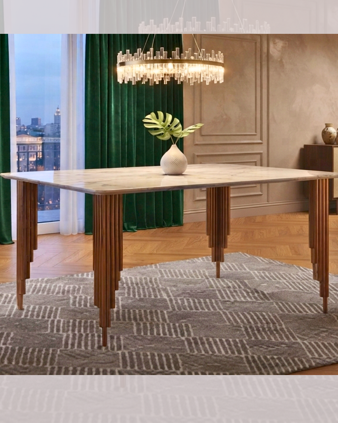 Luxury Velvet Dining Set in a modern home setup.