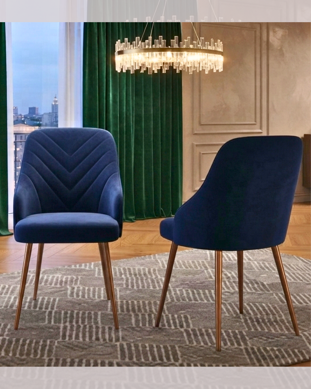 Luxury Velvet Dining Set in a modern home setup.