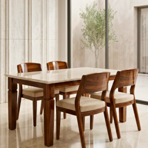 Modern 4 Seater Wooden Dining Table set with comfortable chairs