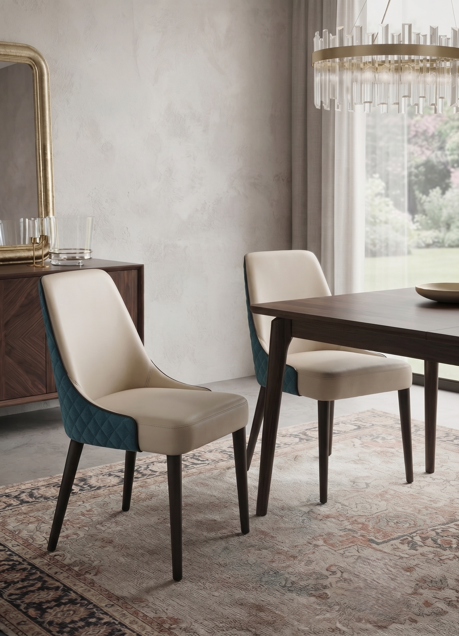 dual tone quilted dining chair set of 2