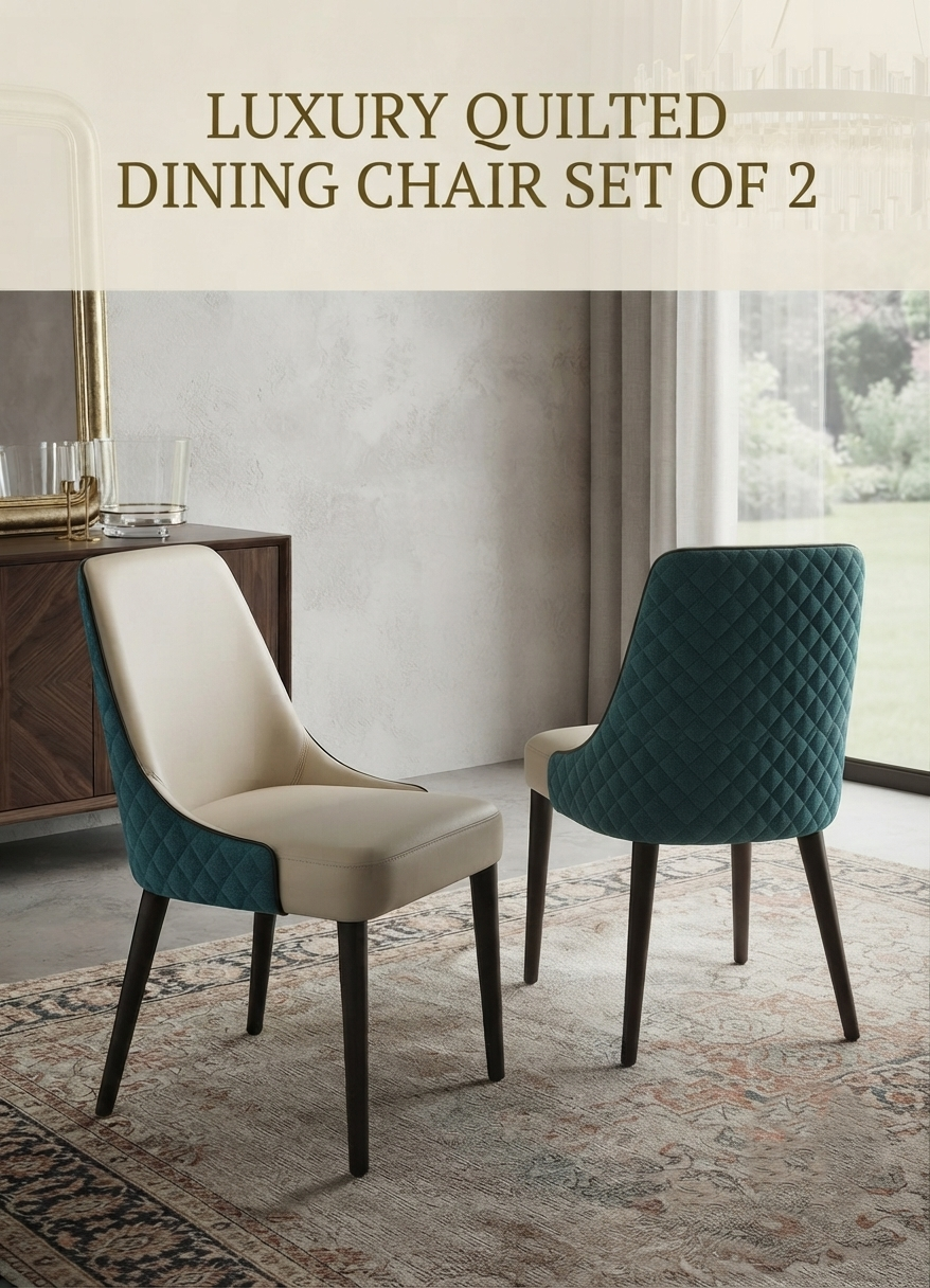 dual tone quilted dining chair set of 2