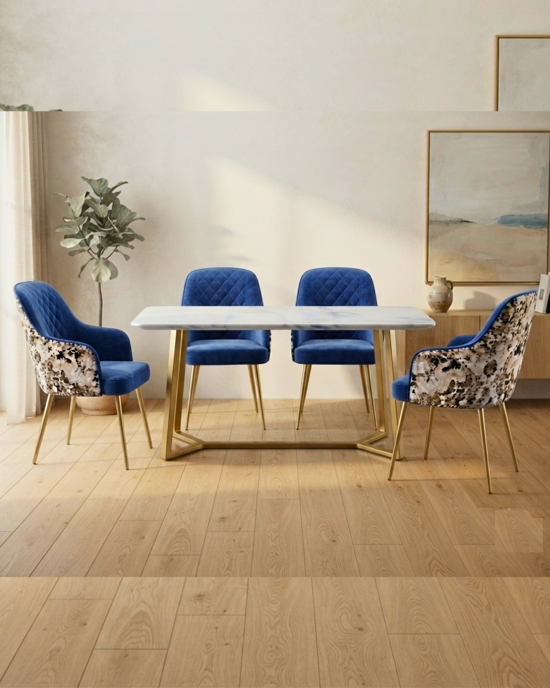 Luxury Marble Top Metal Dining Set