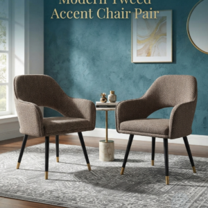 Modern Tweed Accent Chair Set of 2 | Buy Luxury Seating Online