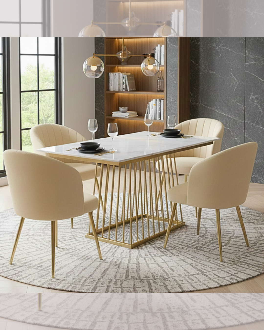 Marble Metal Dining Set