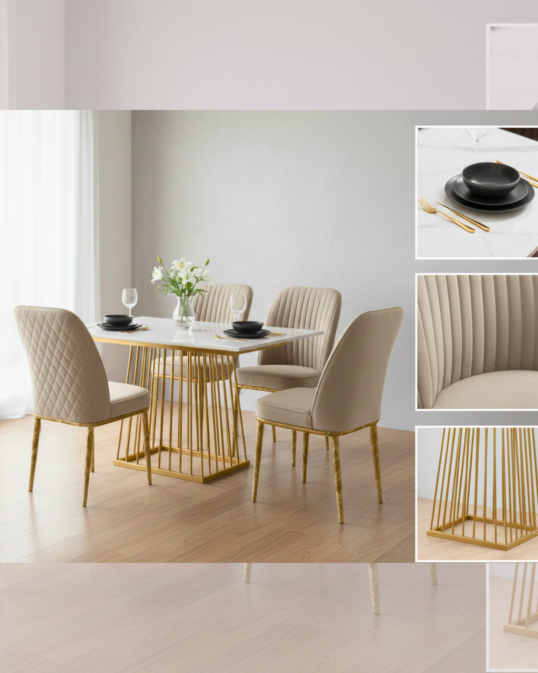 Luxury Gold Cage Dining Set